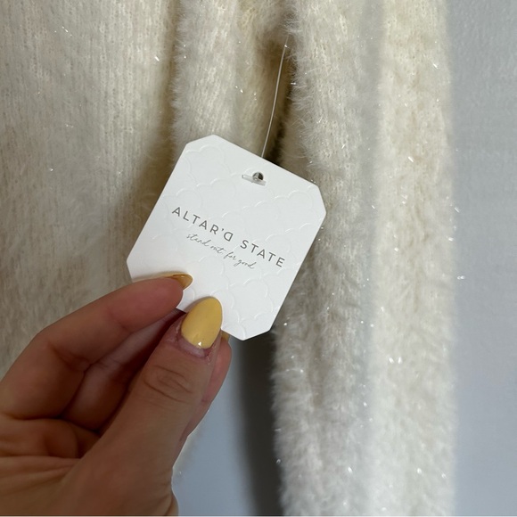 NWT Altard state white sparkly cross back winter sweater size XL extra large - Picture 5 of 6